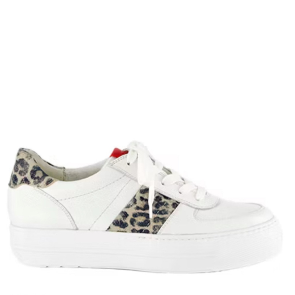 White /animal print leather sneakers. US sizes Never worn. Platform sneakers
